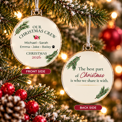 Our Christmas Crew Personalized Family Ornament – Double-Sided Acrylic