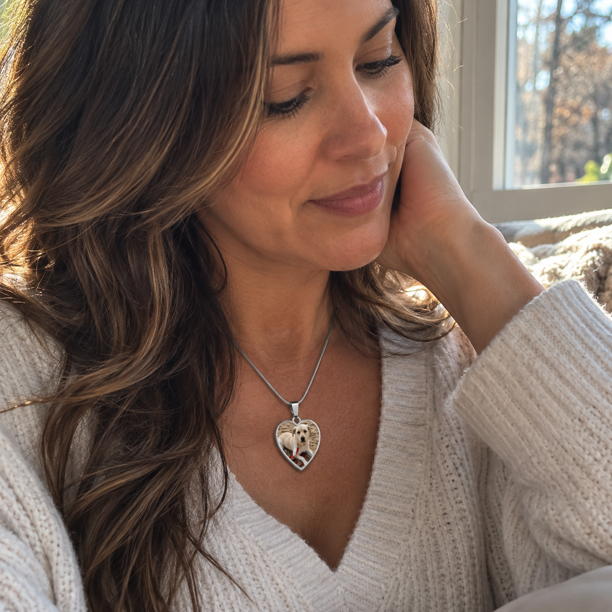 I Made It Home Personalized Pet Memorial Photo Heart Necklace