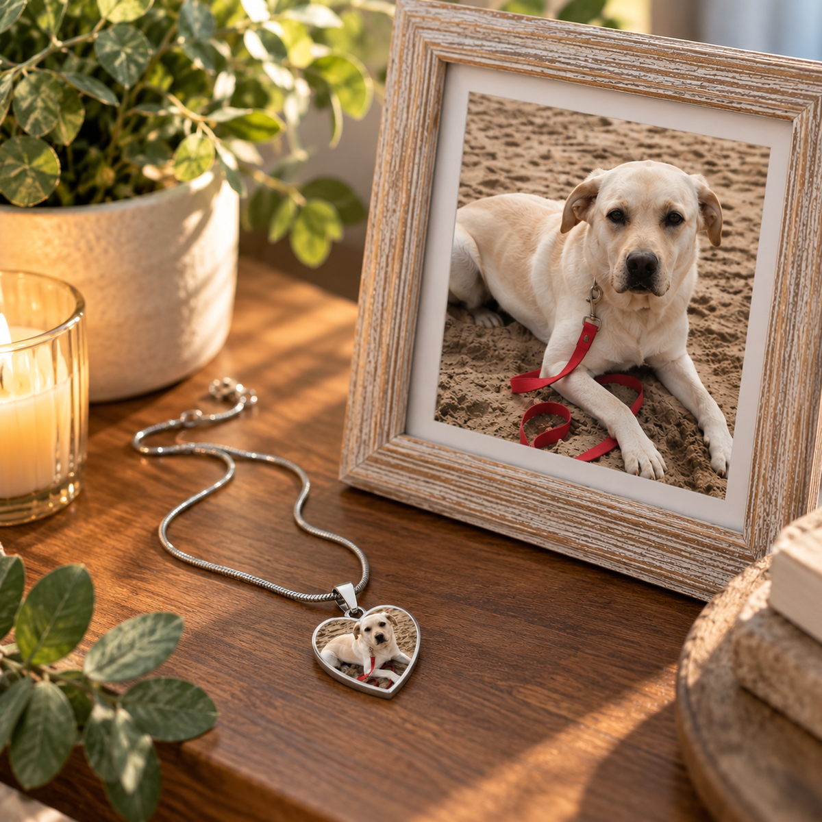 I Made It Home Personalized Pet Memorial Photo Heart Necklace