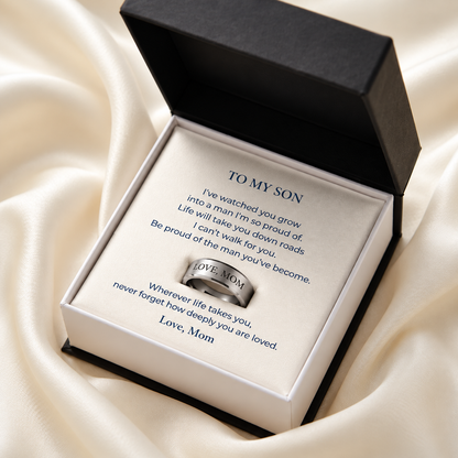 To My Son Personalized Engraved Ring from Mom
