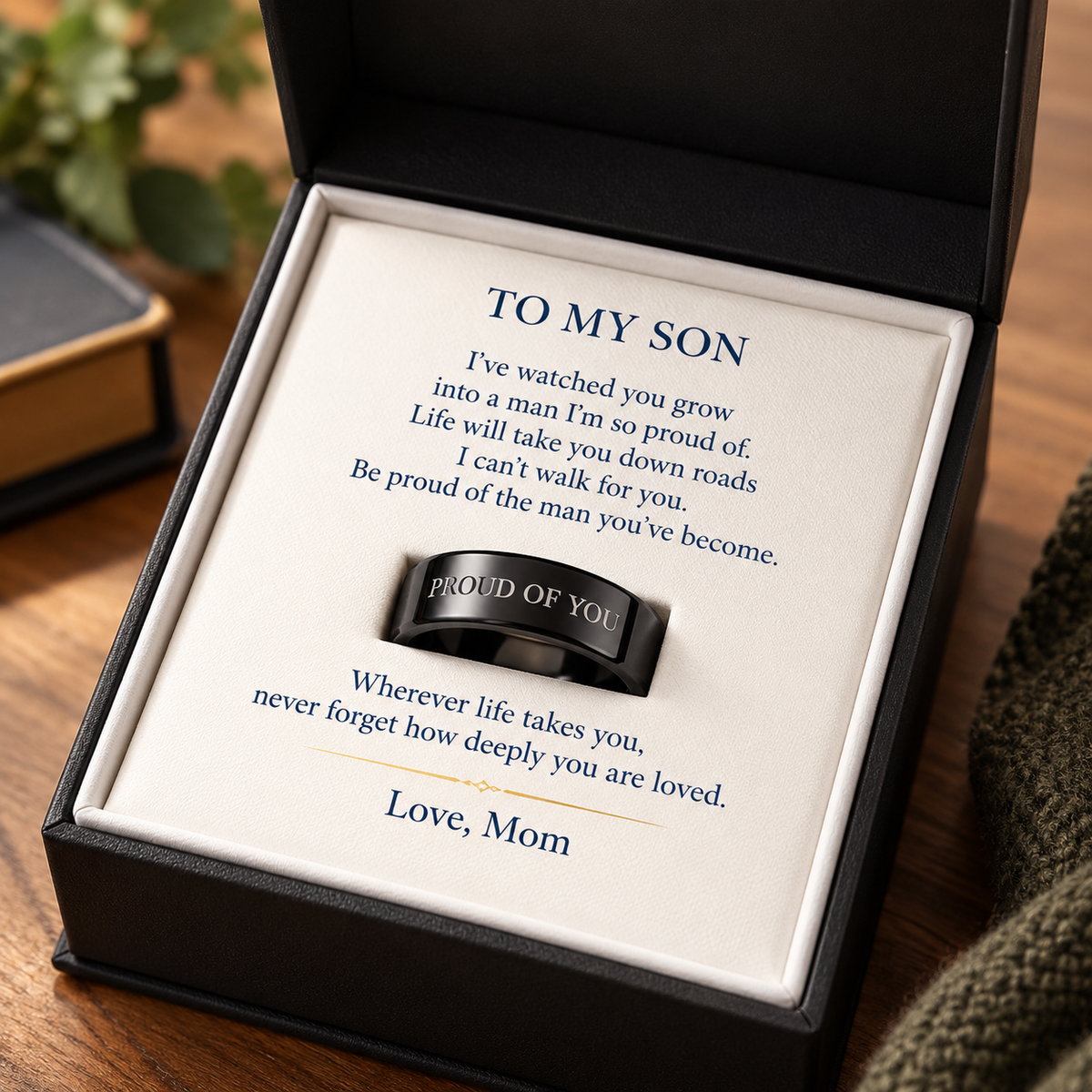 To My Son Personalized Engraved Ring from Mom