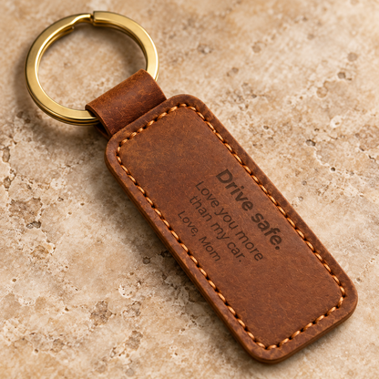 Funny Engraved Leather Keychain for Son From Mom