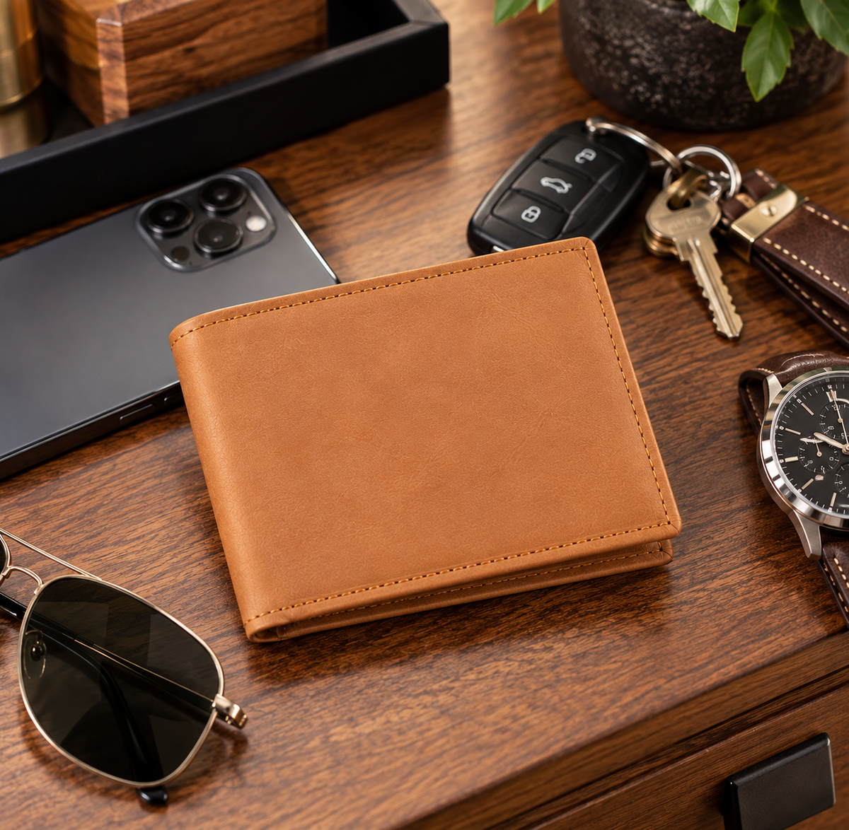 To My Grandson Engraved Leather Wallet, Meaningful Gift From Grandpa