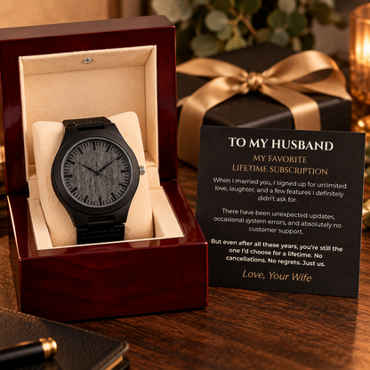 To My Husband Wooden Watch from Wife | Funny Anniversary Gift
