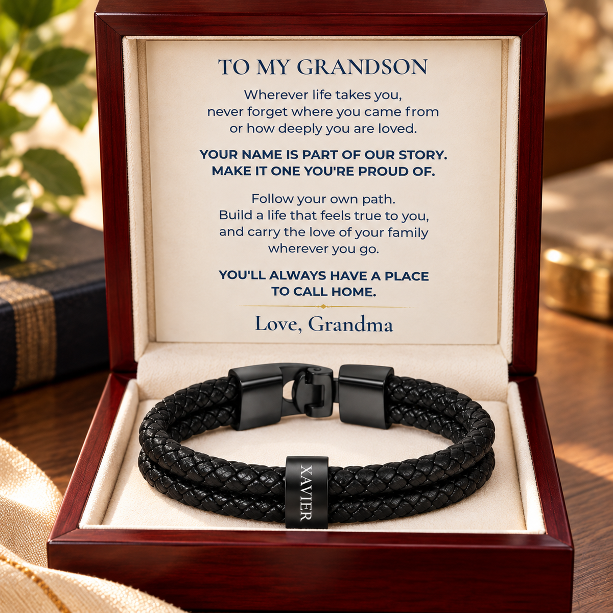 To My Grandson Personalized Name Bracelet, Meaningful Gift From Grandma