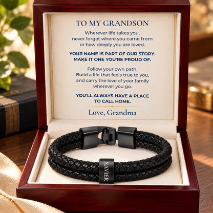 To My Grandson Personalized Name Bracelet, Meaningful Gift From Grandma