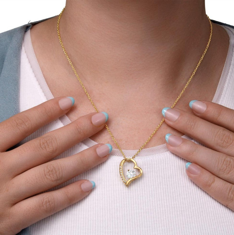 To My Granddaughter – Forever & Always Heart Necklace (14K White or 18K Gold)