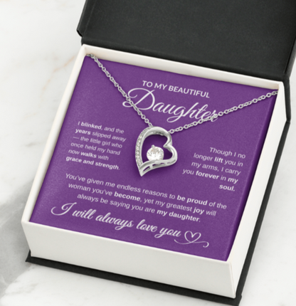 To My Beautiful Daughter – Forever Love Necklace (14K White Gold or 18K Yellow Gold)