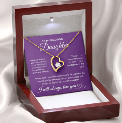 To My Beautiful Daughter – Forever Love Necklace (14K White Gold or 18K Yellow Gold)
