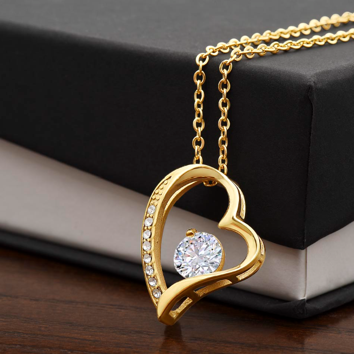 To My Wife Forever Love Necklace – 14K White Gold or 18K Yellow Gold | Romantic Message Gift | Anniversary, Birthday, Christmas Gift for Wife