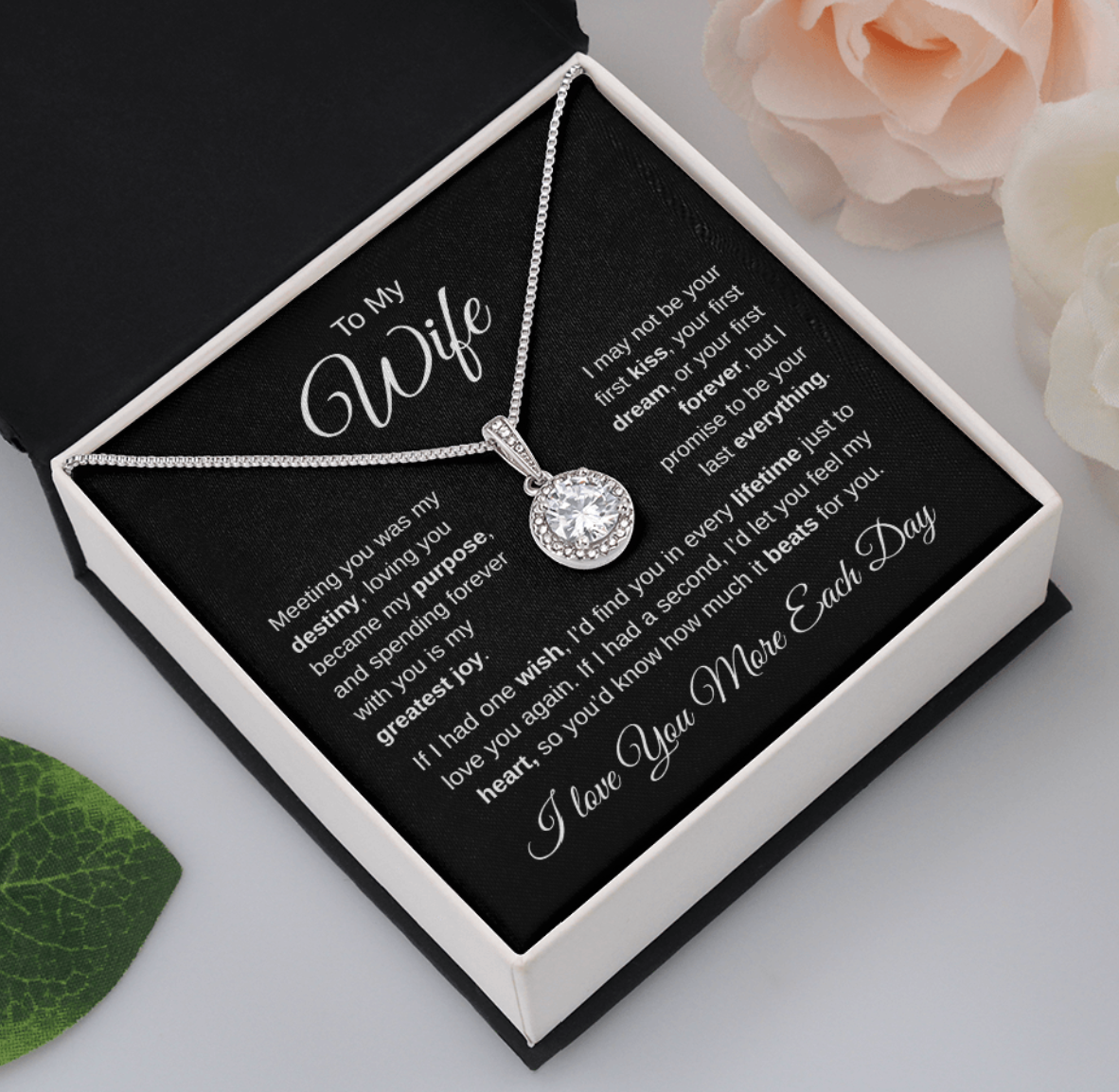To My Wife – Eternal Hope Necklace with Heartfelt Message Card | Anniversary, Birthday, Christmas Gift