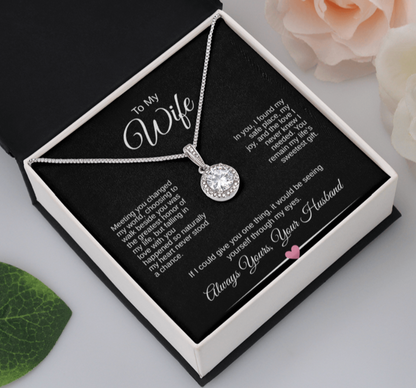 To My Wife – Eternal Hope Necklace Gift | Romantic Message Card for Wife | 14k White Gold Finish