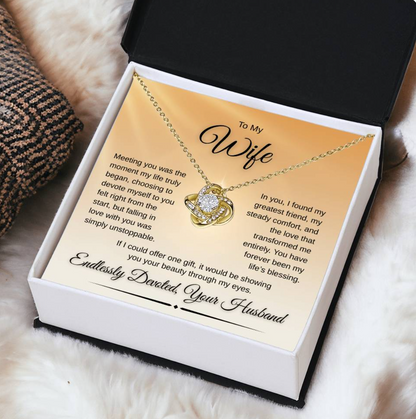 Love Knot Necklace for Wife – “Endlessly Devoted” Message Card