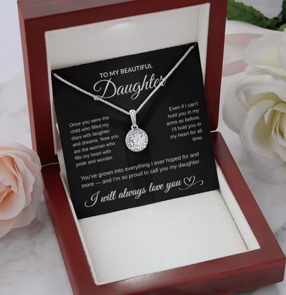 To My Beautiful Daughter – Dad's Christmas Necklace Gift w/ Full Message