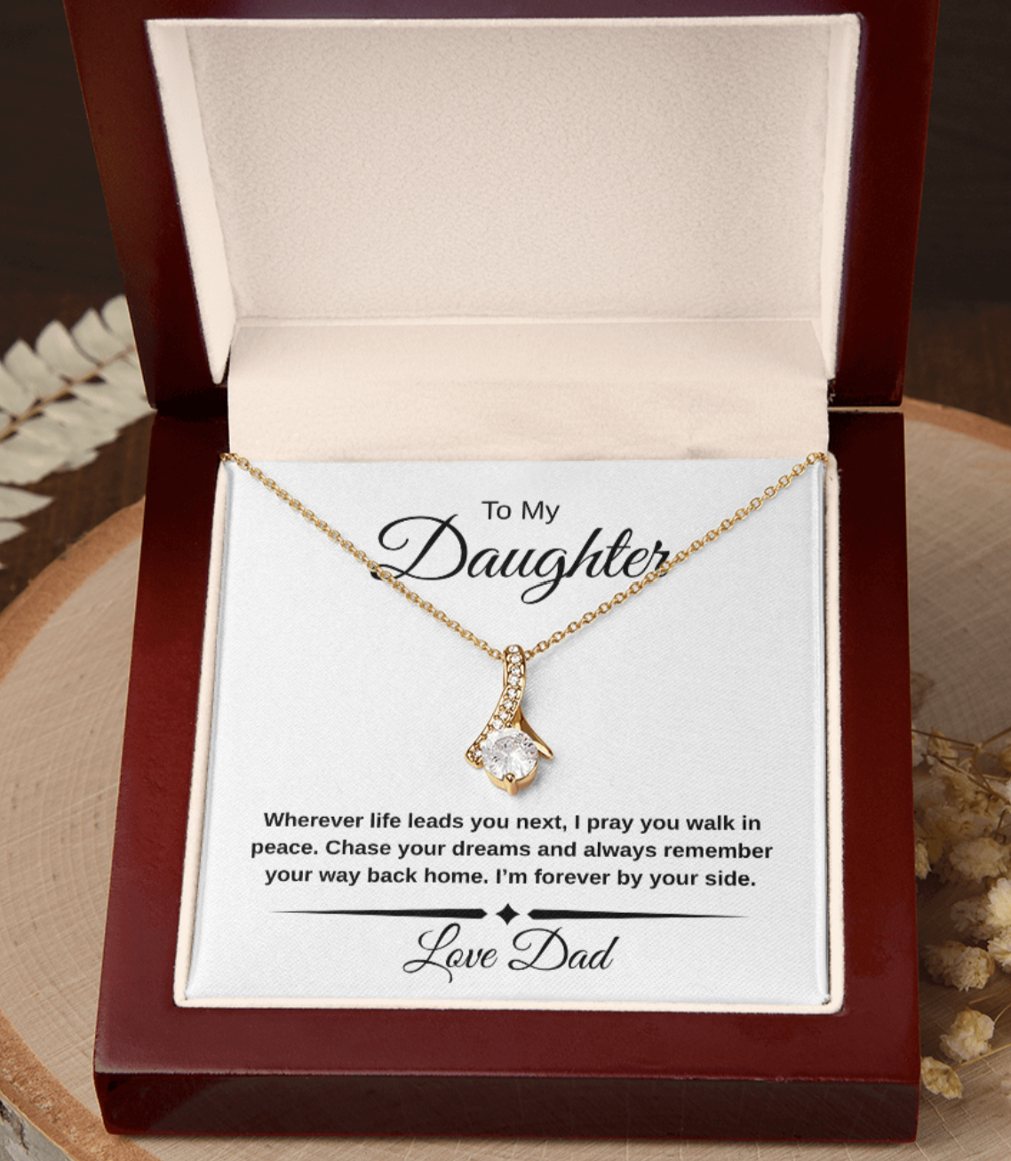 To My Daughter – Sparkling Gift of Guidance & Love  Available in 14K White Gold or 18K Yellow Gold