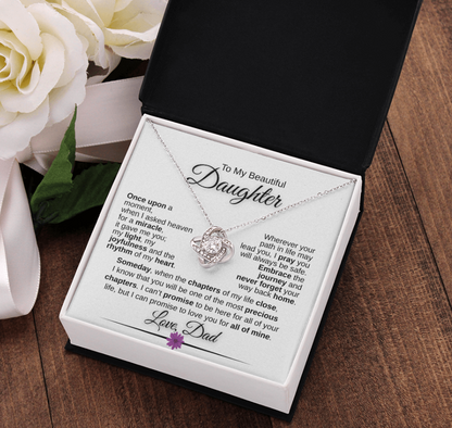 Unbreakable Father Daughter Love Knot Necklace Gift Forever- A heartfelt gift from Dad to Daughter.