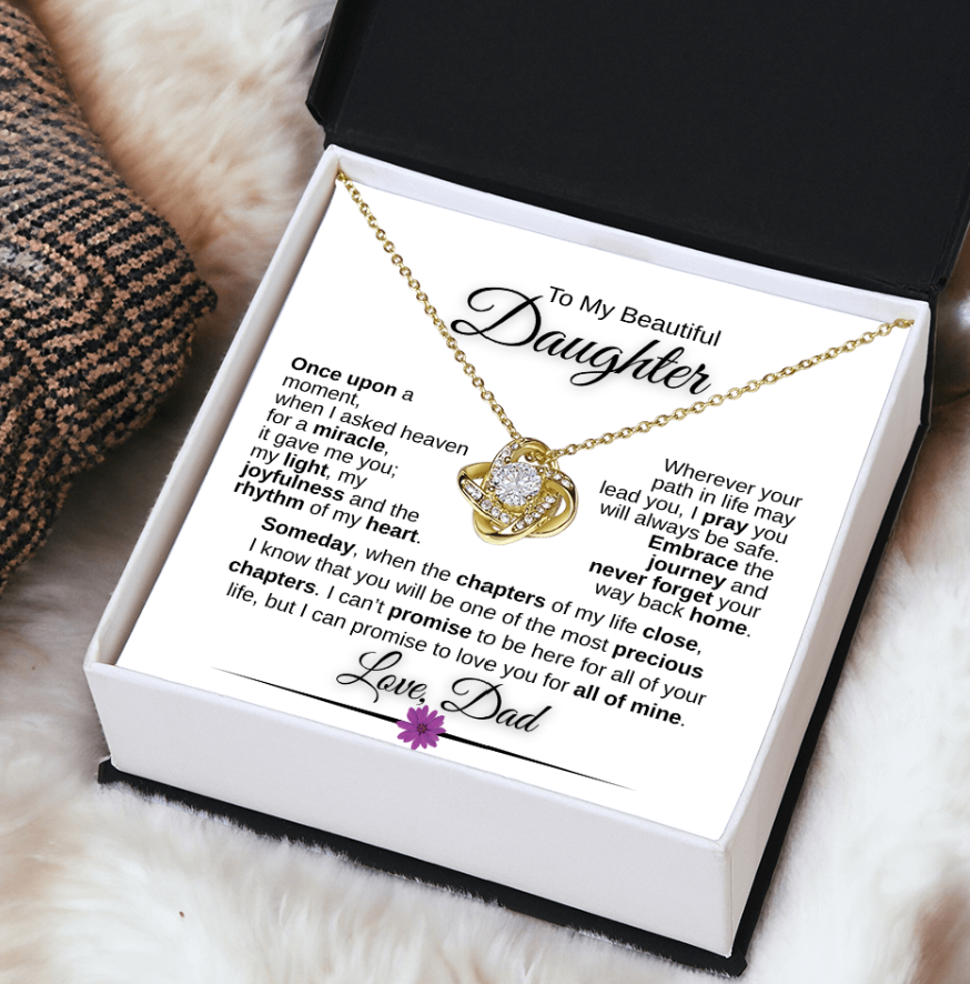Unbreakable Father Daughter Love Knot Necklace Gift Forever- A heartfelt gift from Dad to Daughter.