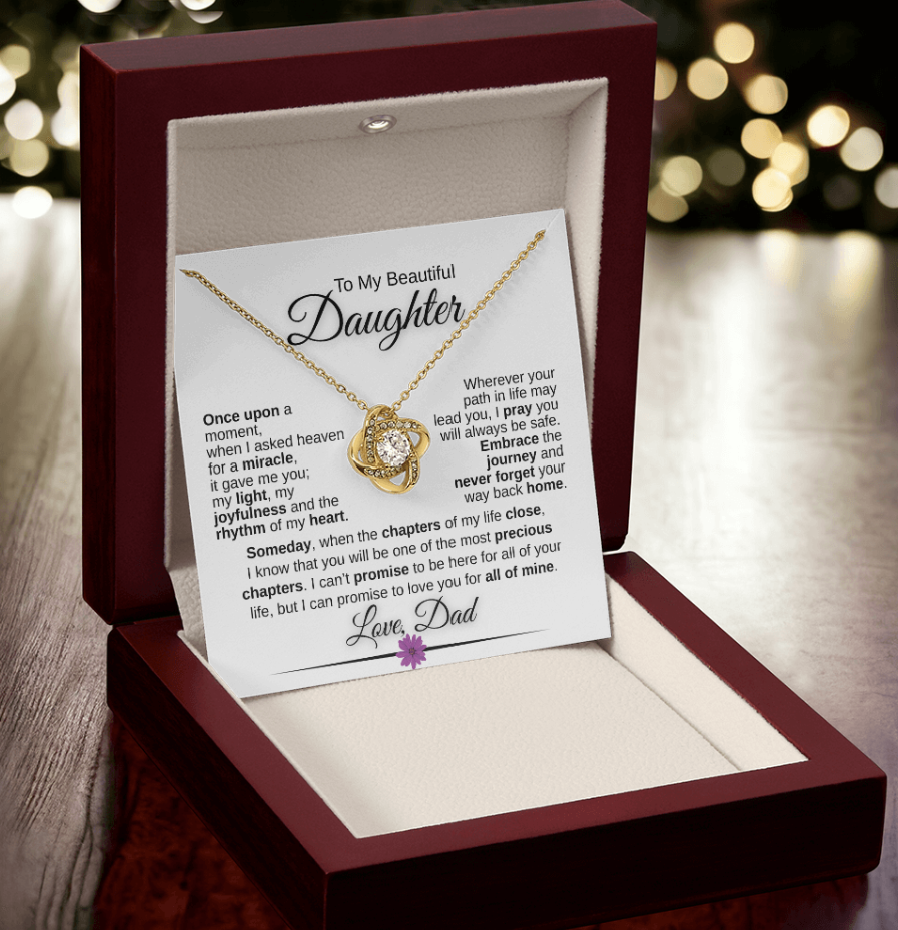 Unbreakable Father Daughter Love Knot Necklace Gift Forever- A heartfelt gift from Dad to Daughter.