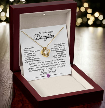 Unbreakable Father Daughter Love Knot Necklace Gift Forever- A heartfelt gift from Dad to Daughter.