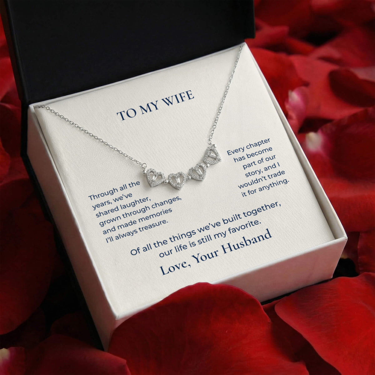 To My Wife Magnetic Hearts Necklace, Romantic Gift From Husband