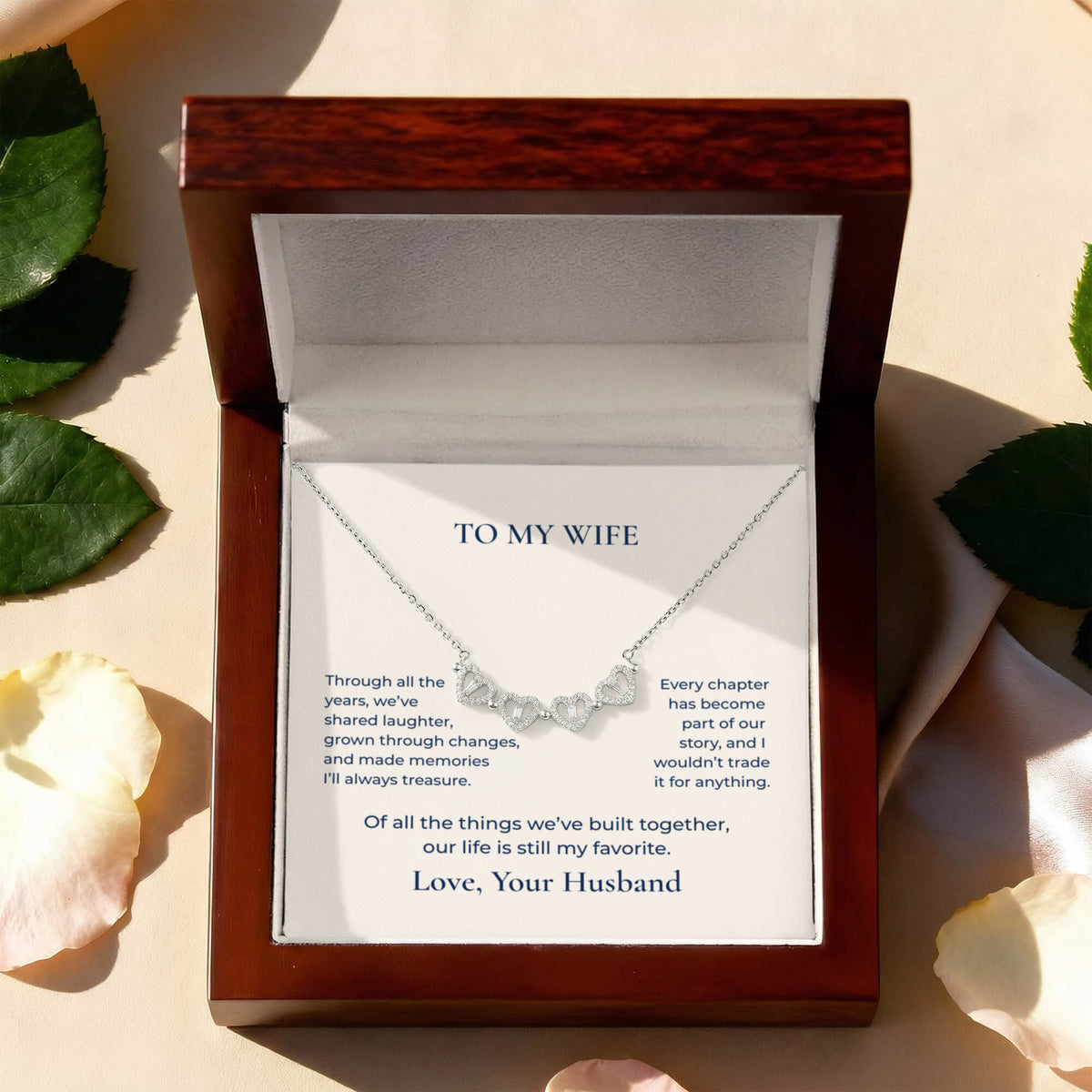 To My Wife Magnetic Hearts Necklace, Romantic Gift From Husband