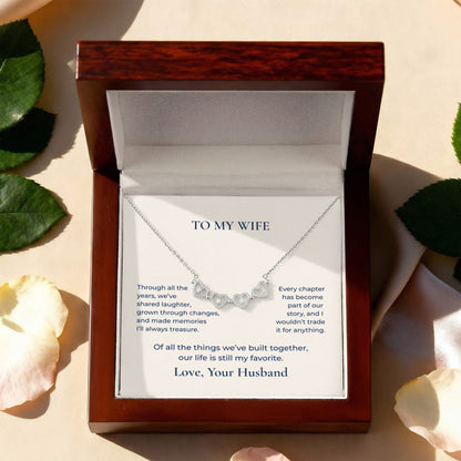 To My Wife Magnetic Hearts Necklace, Romantic Gift From Husband
