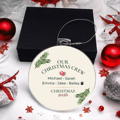 Our Christmas Crew Personalized Family Ornament – Double-Sided Acrylic