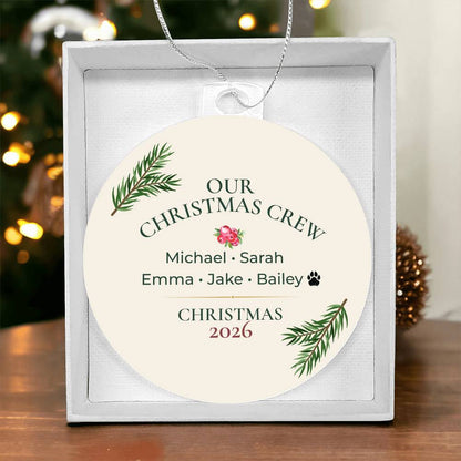 Our Christmas Crew Personalized Family Ornament – Double-Sided Acrylic