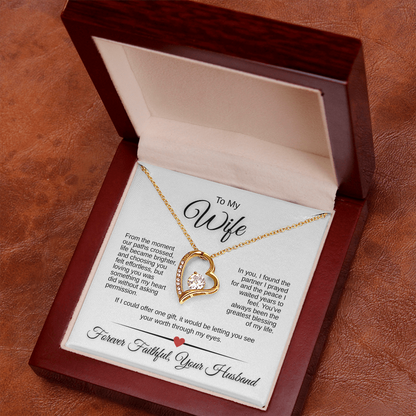 Forever Love Necklace for Wife – 14K White Gold or 18K Yellow Gold | Romantic Message Card Gift from Husband