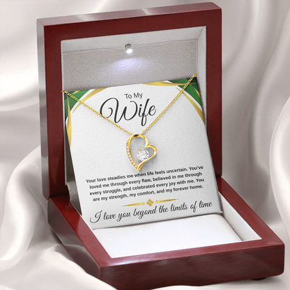 Forever Love Necklace for Wife – Meaningful Anniversary Gift | 14K White or 18K Yellow Gold | Romantic Jewelry Gift Box Included