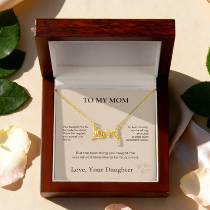 To My Mom Scripted Love Necklace – Gift from Daughter