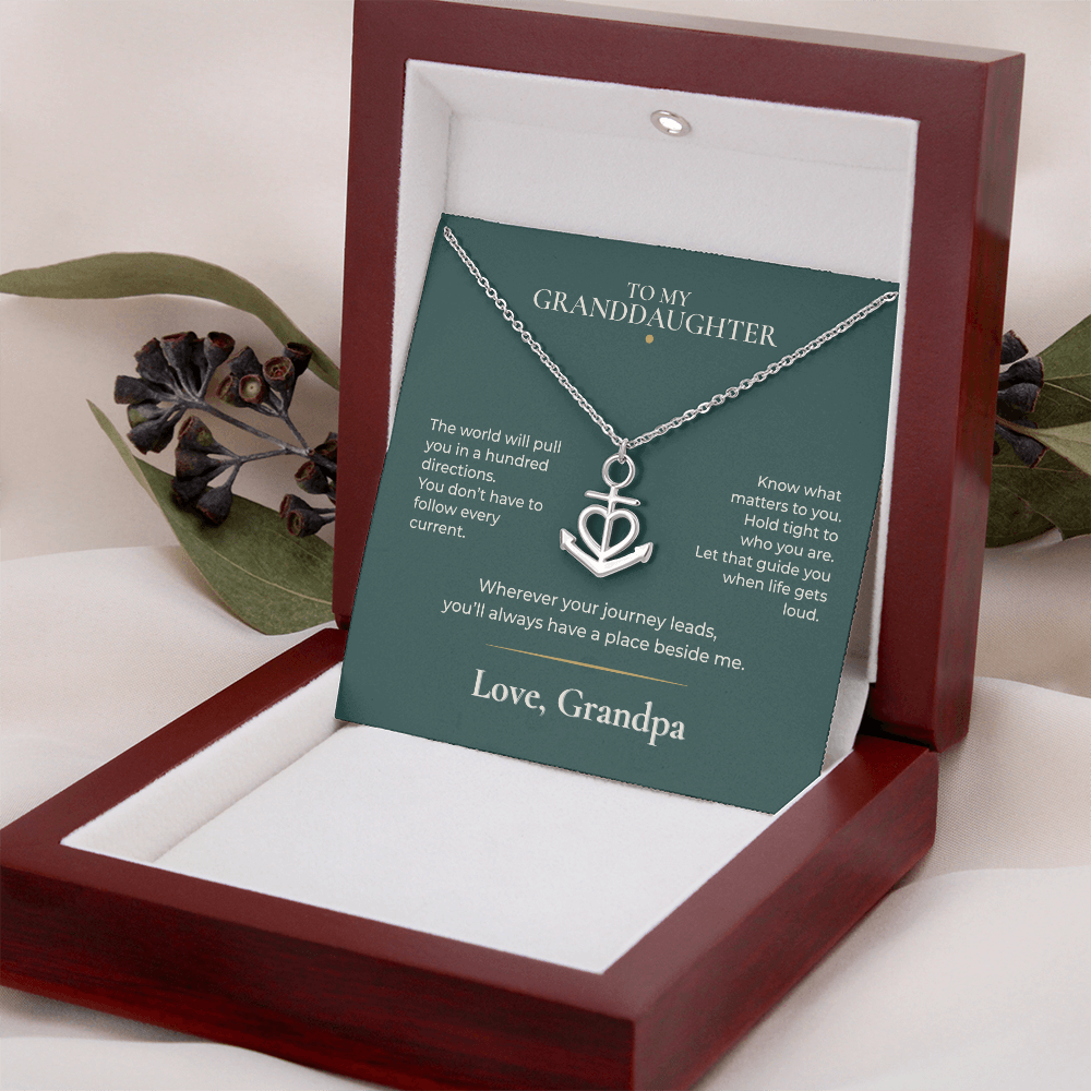 To My Granddaughter Anchor Necklace – Gift from Grandpa