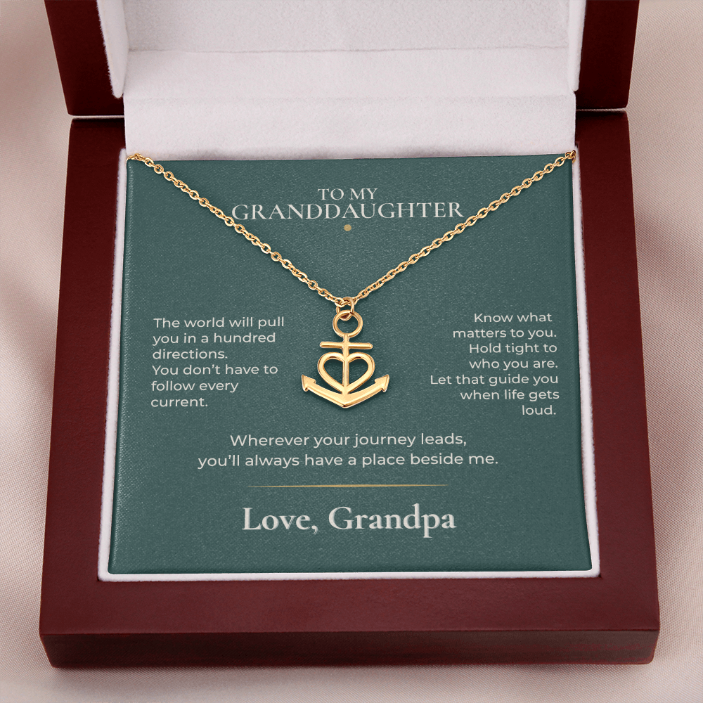 To My Granddaughter Anchor Necklace – Gift from Grandpa