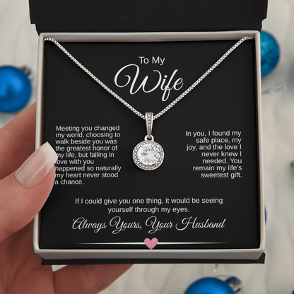 To My Wife – Eternal Hope Necklace Gift | Romantic Message Card for Wife | 14k White Gold Finish