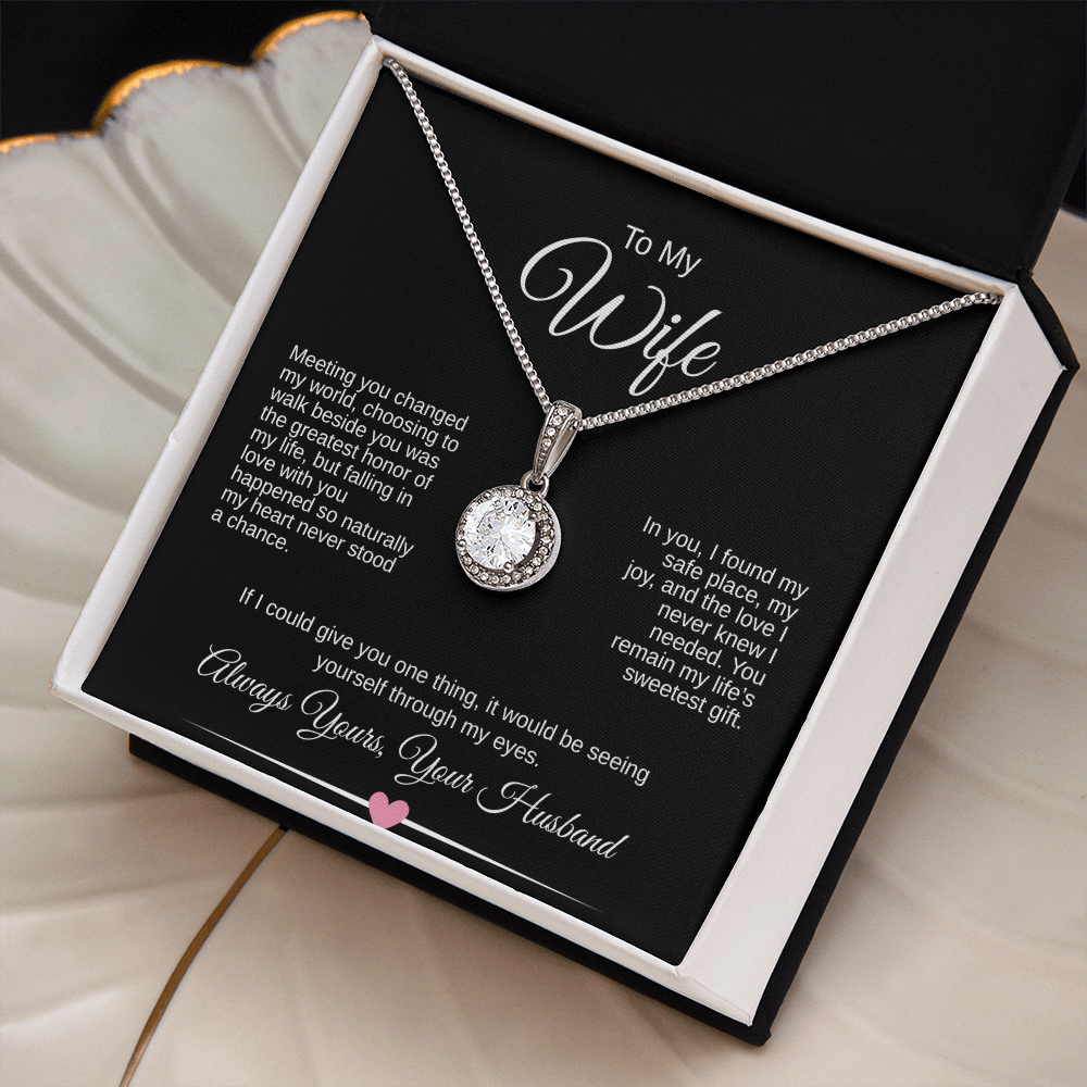 To My Wife – Eternal Hope Necklace Gift | Romantic Message Card for Wife | 14k White Gold Finish