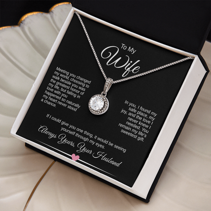 To My Wife – Eternal Hope Necklace Gift | Romantic Message Card for Wife | 14k White Gold Finish