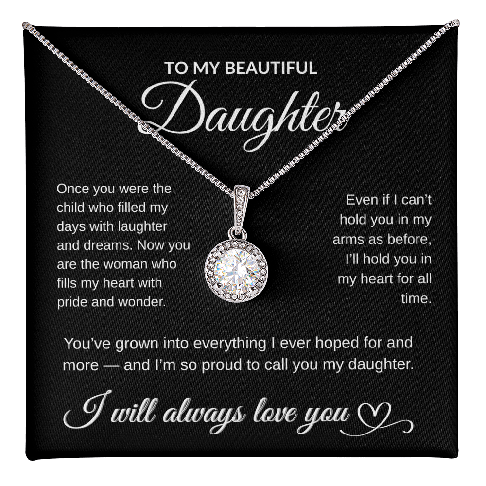 To My Beautiful Daughter – Dad's Christmas Necklace Gift w/ Full Message