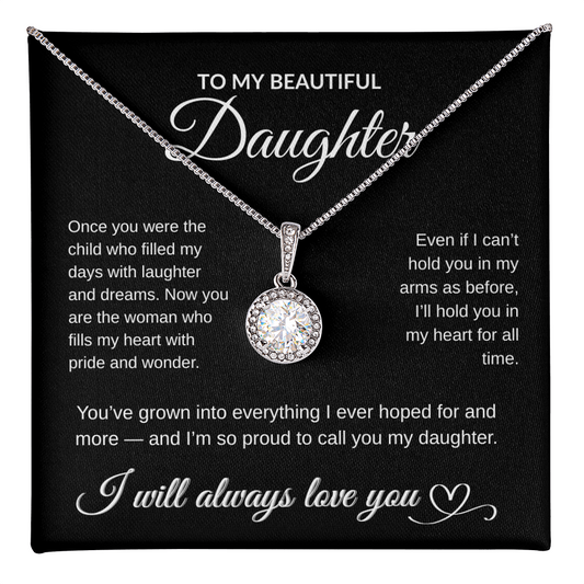 To My Beautiful Daughter – Dad's Christmas Necklace Gift w/ Full Message