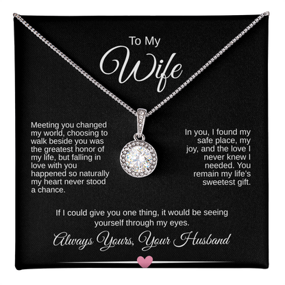 To My Wife – Eternal Hope Necklace Gift | Romantic Message Card for Wife | 14k White Gold Finish