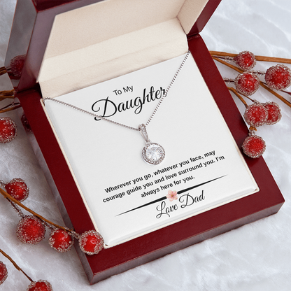 To My Daughter – Eternal Hope Necklace From Dad | 14k White Gold Finish | Courage & Love Message Gift