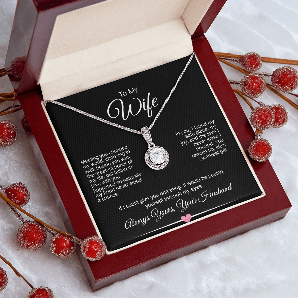 To My Wife – Eternal Hope Necklace Gift | Romantic Message Card for Wife | 14k White Gold Finish