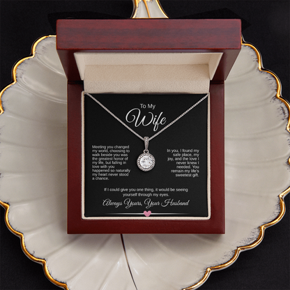To My Wife – Eternal Hope Necklace Gift | Romantic Message Card for Wife | 14k White Gold Finish
