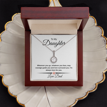 To My Daughter – Eternal Hope Necklace From Dad | 14k White Gold Finish | Courage & Love Message Gift