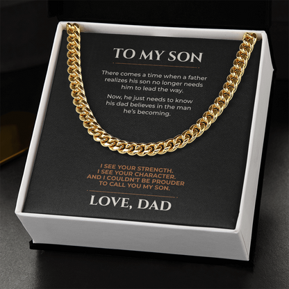 To My Son, I Couldn't Be Prouder Cuban Link Chain From Dad