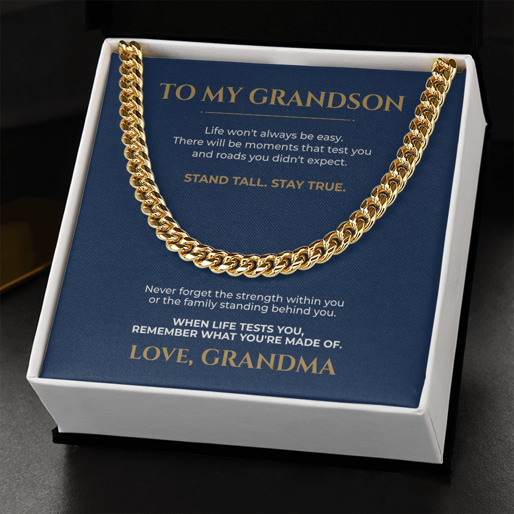 To My Grandson Cuban Link Chain, Meaningful Gift From Grandma