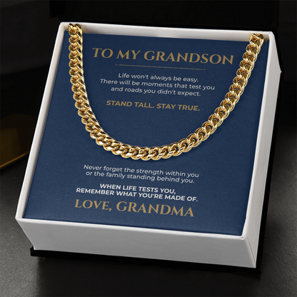 To My Grandson Cuban Link Chain, Meaningful Gift From Grandma