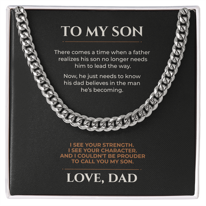To My Son, I Couldn't Be Prouder Cuban Link Chain From Dad