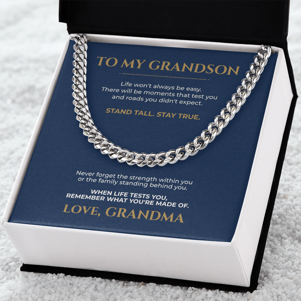To My Grandson Cuban Link Chain, Meaningful Gift From Grandma