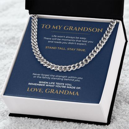 To My Grandson Cuban Link Chain, Meaningful Gift From Grandma