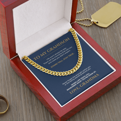 To My Grandson Cuban Link Chain, Meaningful Gift From Grandma